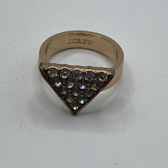 J.Crew Crystals Triangle Ring Size 7 Gold Tone - Picture 6 of 8